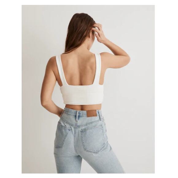 Madewell Cream Cutout Knot-Front Crop Tank Top Size XXS - Picture 3 of 8